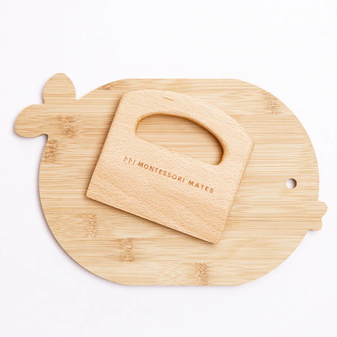 Montessori Mates - Wooden Kids Cutting Board + Knife Set