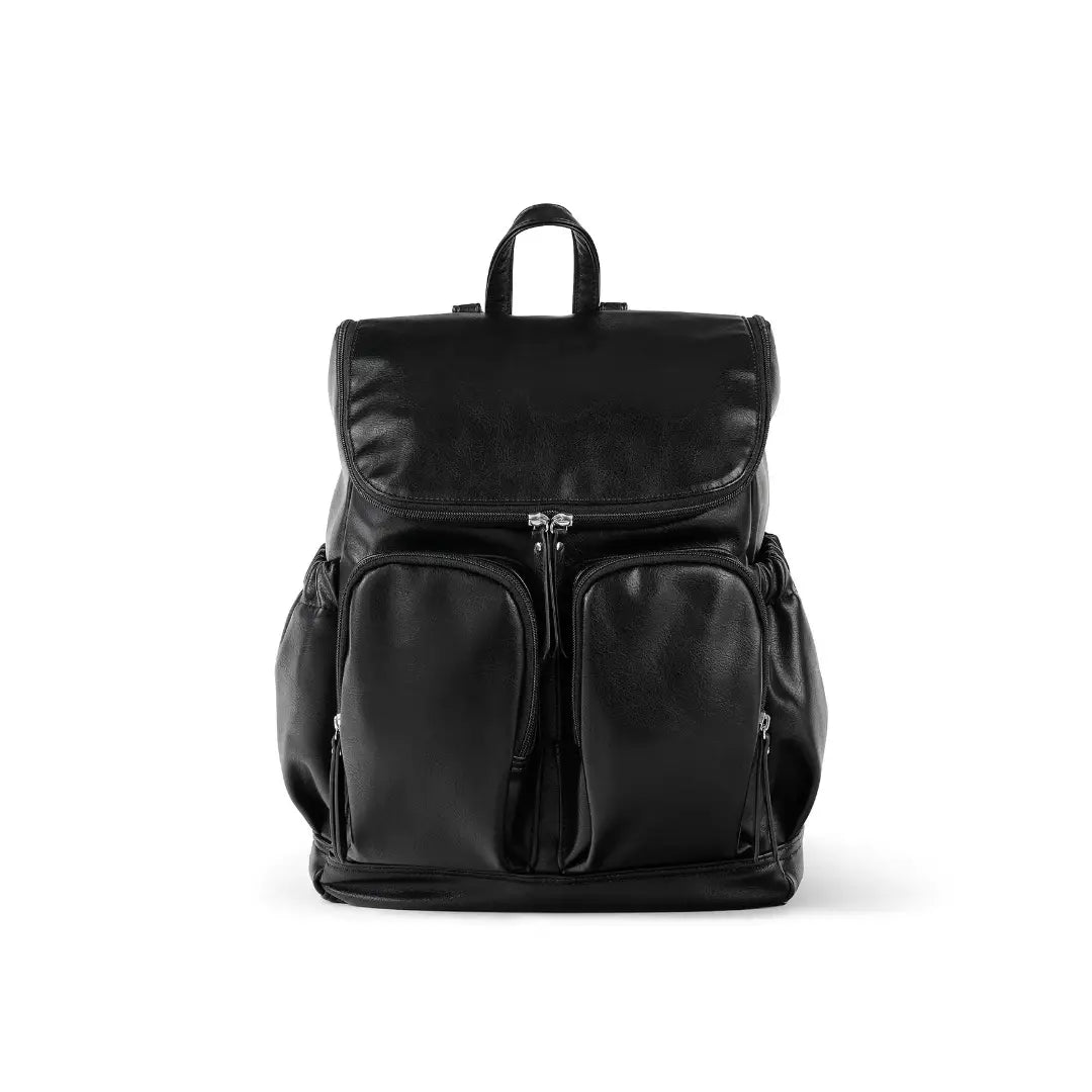 OiOi Vegan Leather Nappy Backpack - Black
