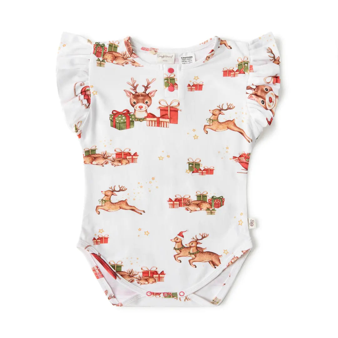 Snuggle Hunny Bodysuit Short Sleeve with Frill - Reindeer - Limited Edition