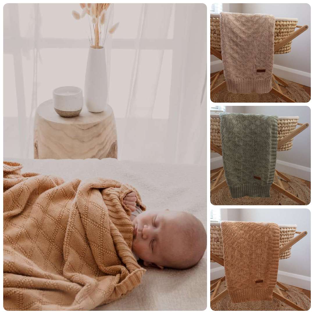 Rhombic Knit Baby Blanket - Doe and Fawn