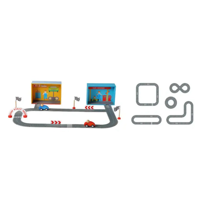 Racing Car Playset with Paper Puzzle Road