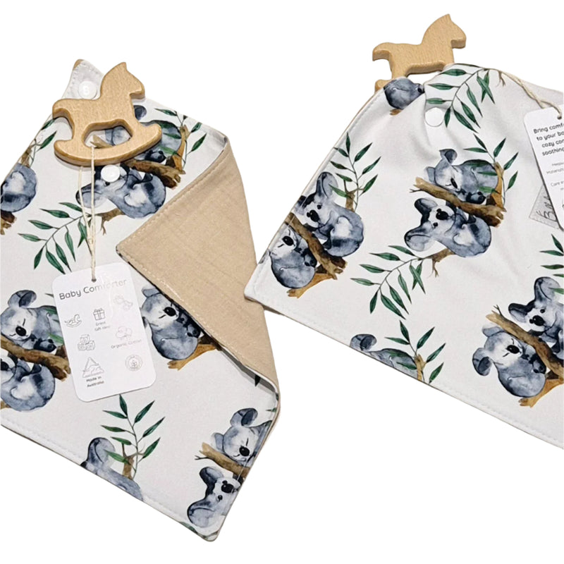 Cotton Soothing Comforter with Wooden Toy