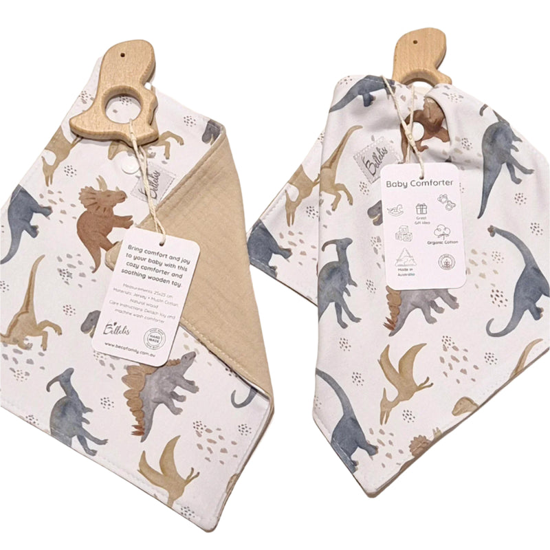 Cotton Soothing Comforter with Wooden Toy