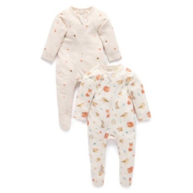 Purebaby - Zip Growsuit 2 pack