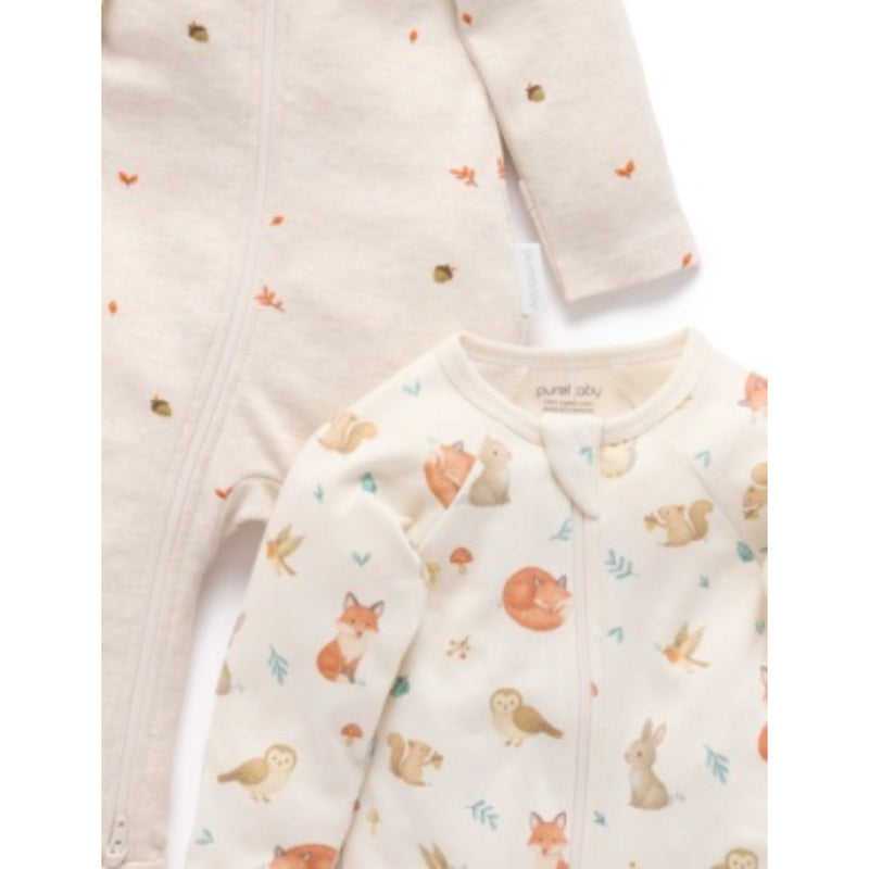 Purebaby - Zip Growsuit 2 pack