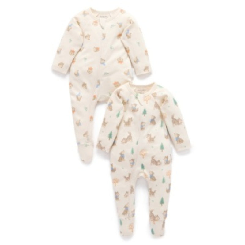 Purebaby - Zip Growsuit 2 pack