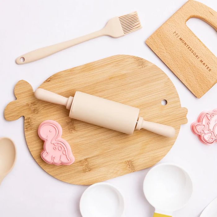 Montessori Mates - Wooden Kids Cutting Board + Knife Set