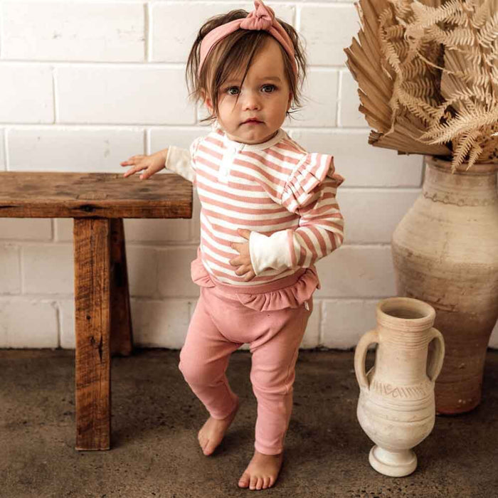 Snuggle Hunny Bodysuit Long Sleeve - Rose Stripe