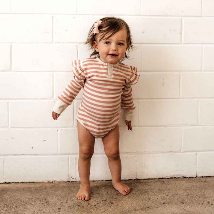 Snuggle Hunny Bodysuit Long Sleeve - Rose Stripe