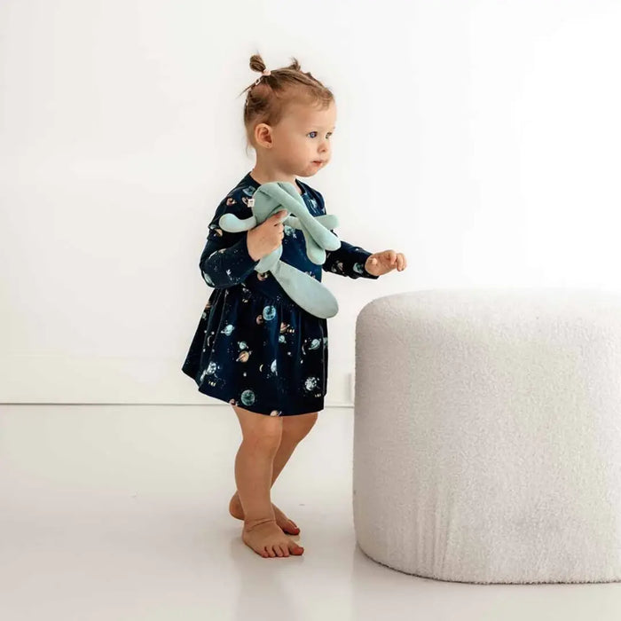 Snuggle Hunny Long Sleeve Bodysuit Dress - Milky Way