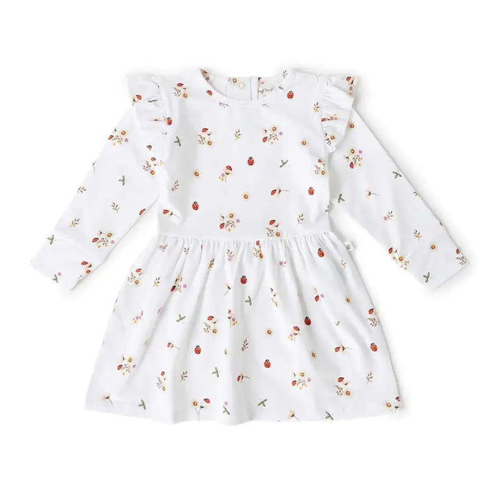 Snuggle Hunny Long Sleeve Bodysuit Dress - Ladybug