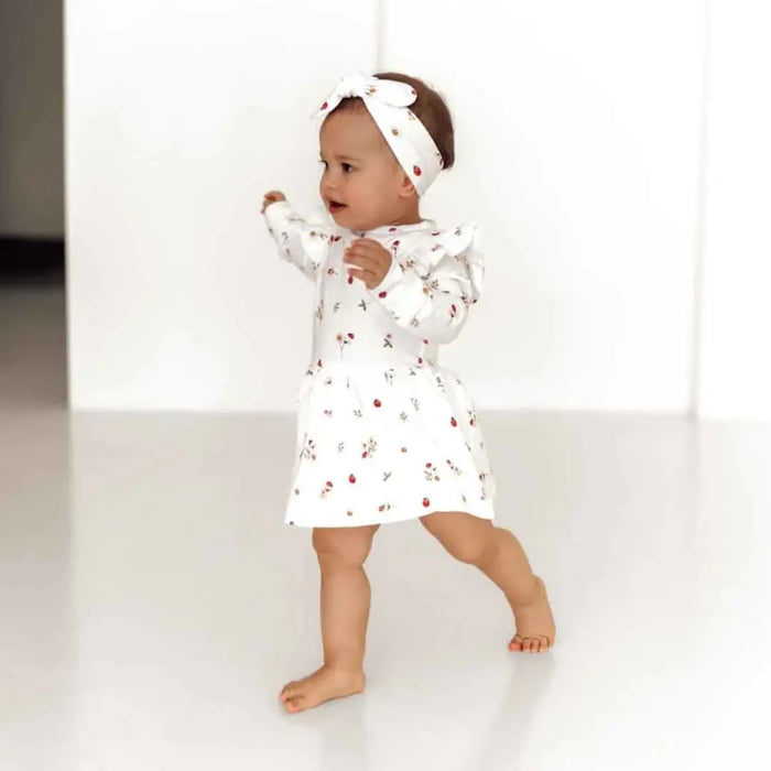 Snuggle Hunny Long Sleeve Bodysuit Dress - Ladybug