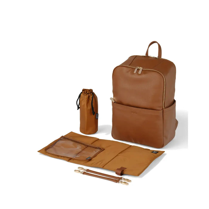 OiOi Vegan Leather Nappy Backpack Multitasker - Chestnut