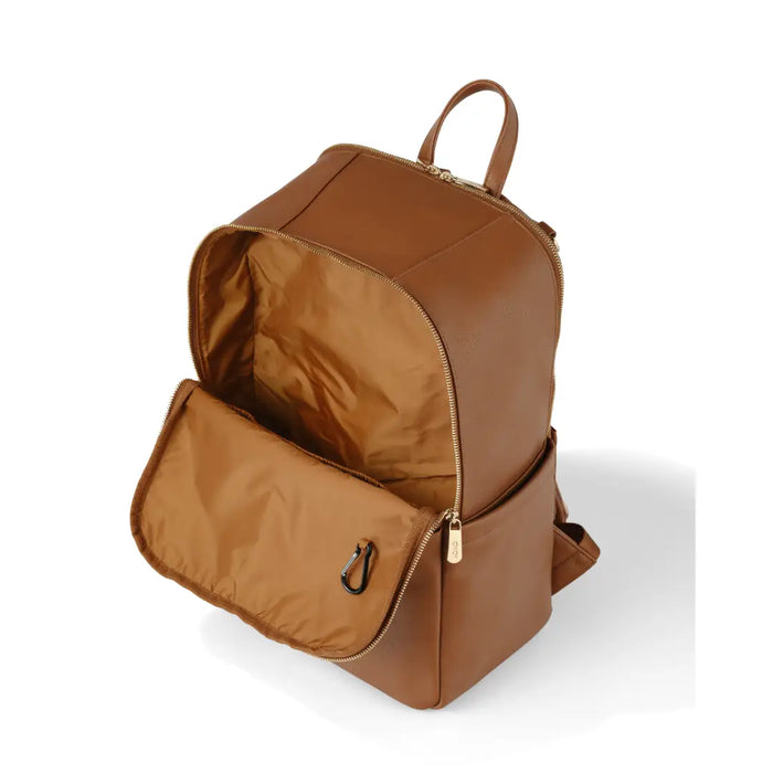 OiOi Vegan Leather Nappy Backpack Multitasker - Chestnut