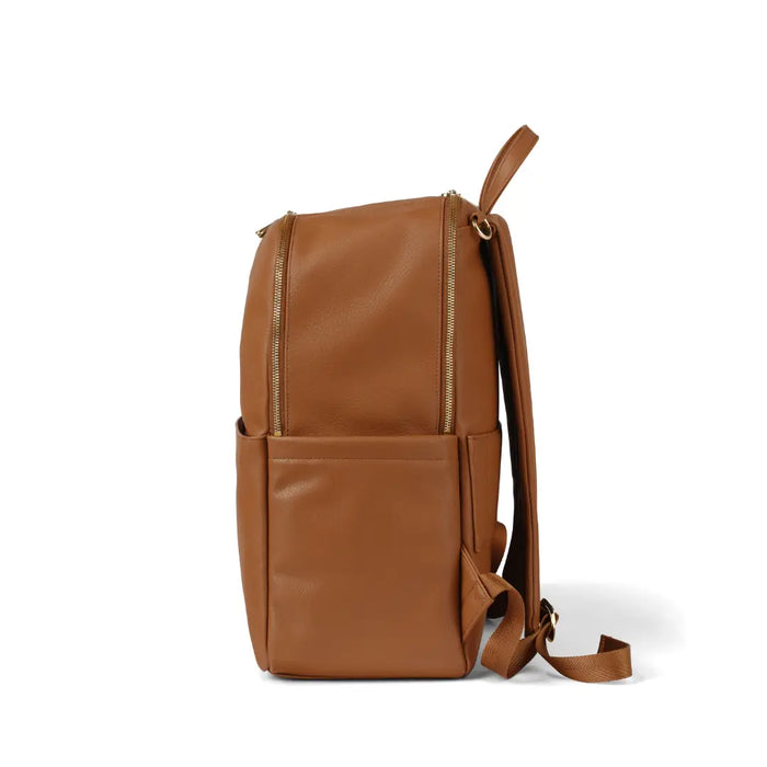 OiOi Vegan Leather Nappy Backpack Multitasker - Chestnut