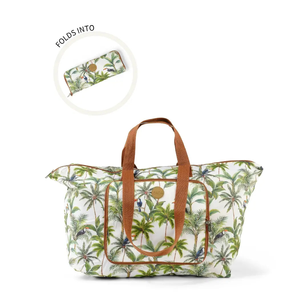 Fold-Up Tote - White Tropical