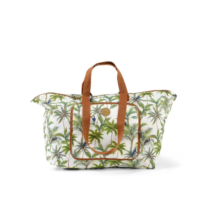 Fold-Up Tote - White Tropical