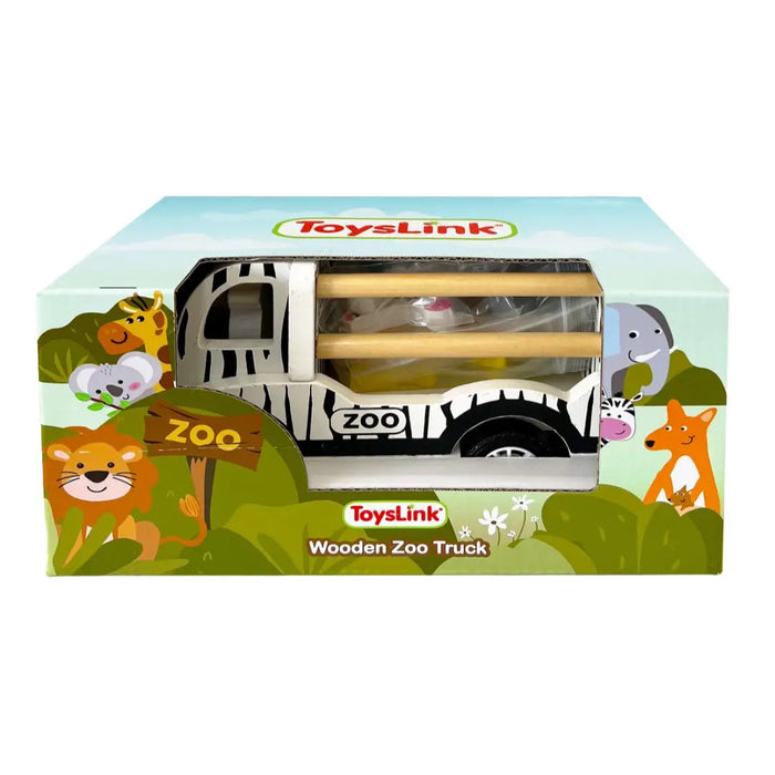 Wooden Pullback Zoo Truck with Animals