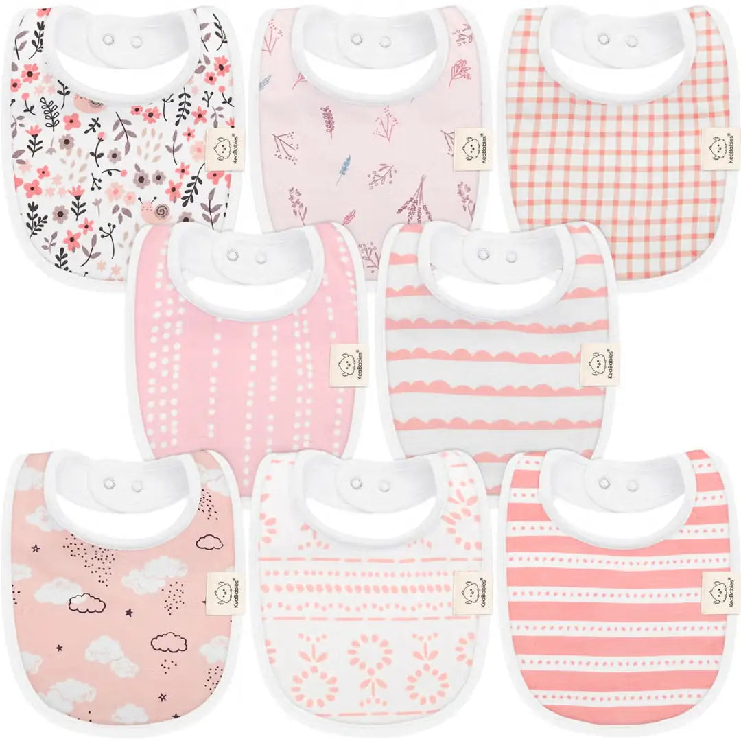 8-Pack Urban Drool Bibs for Teething Baby Boys and Girls