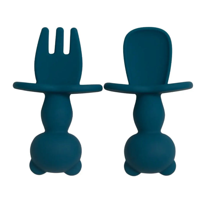 Baby Training Silicone Fork & Spoon Set - Teddy Bears - Bellelis