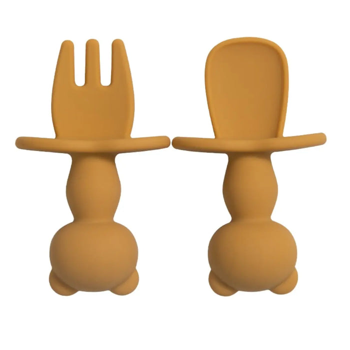 Baby Training Silicone Fork & Spoon Set - Teddy Bears - Bellelis