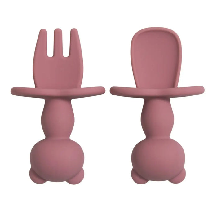 Baby Training Silicone Fork & Spoon Set - Teddy Bears - Bellelis