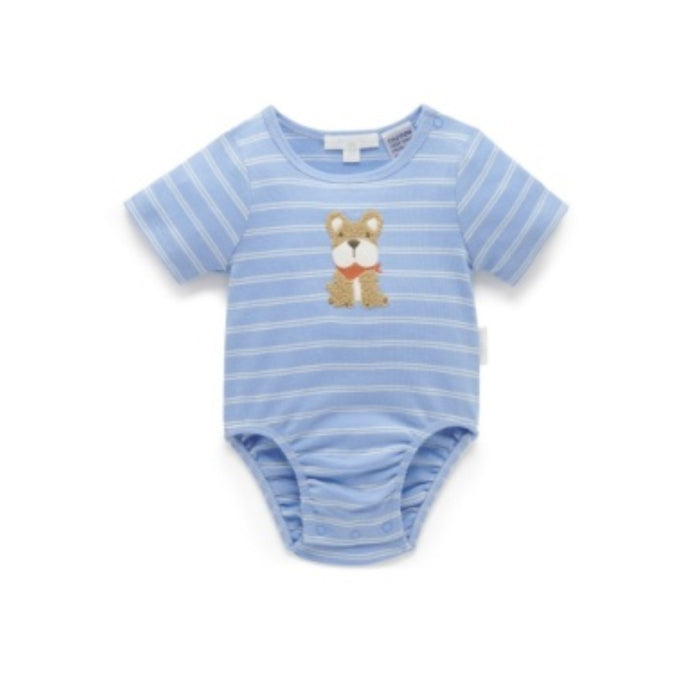 PureBaby - Sailor Dog Applique Short Sleeve Bodysuit