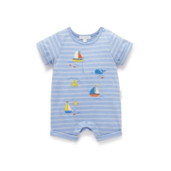 PureBaby - Sail Away Short Sleeve Growsuit