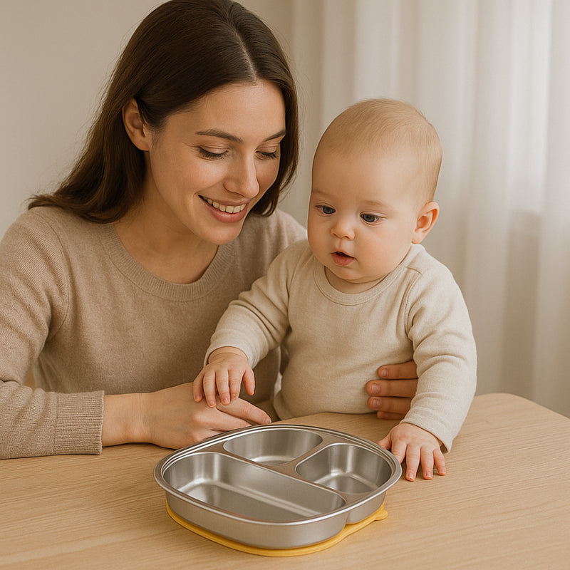 Bellelis – Stainless Steel Suction Divided Baby Plate