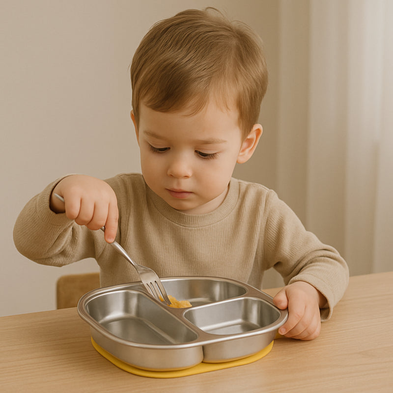 Bellelis – Stainless Steel Suction Divided Baby Plate