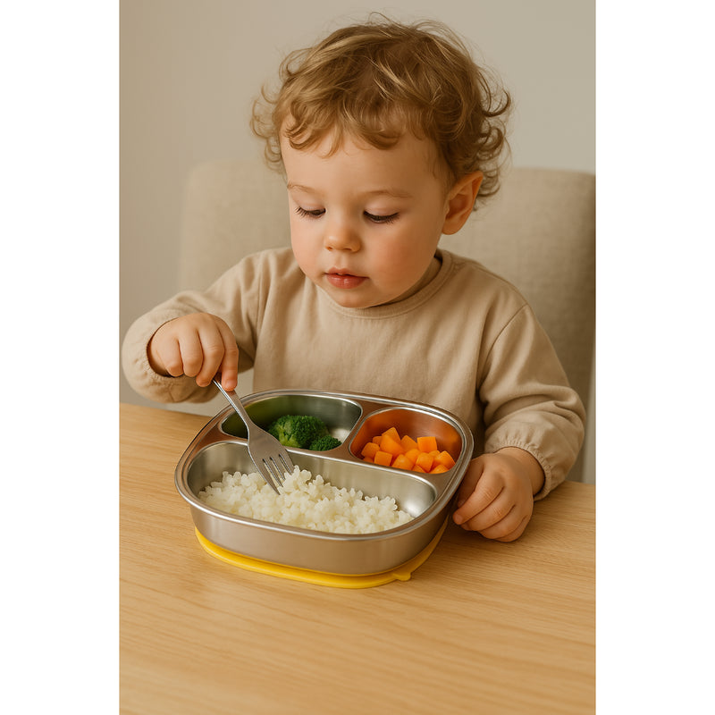 Bellelis – Stainless Steel Suction Divided Baby Plate