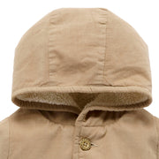Purebaby Corduroy shearling jacket hood detail