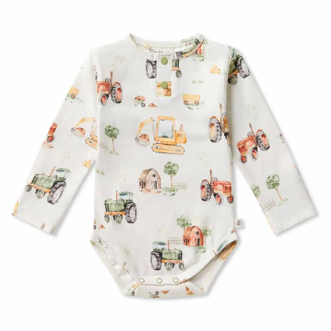 Snuggle Hunny Bodysuit Long Sleeve - Diggers and Tractors