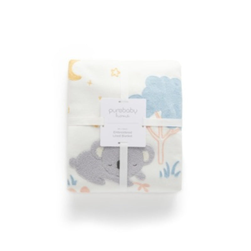 PureBaby - Embroidered Lined Blanket - Little Naps