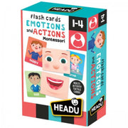 Set of 40 tactile flashcards for educational play, designed to help children recognize emotions, facial expressions, and everyday actions. Includes 24 emotion cards and 16 action cards, all with a textured emery surface for sensory learning. Encourages vocabulary development, imagination, and emotional awareness. Montessori-inspired, with a teaching guide for parents and educators. Made from durable, chunky cardboard.