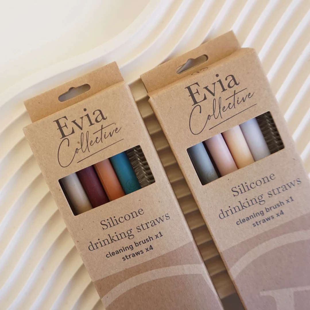 Evia Collective silicone straws 4pk