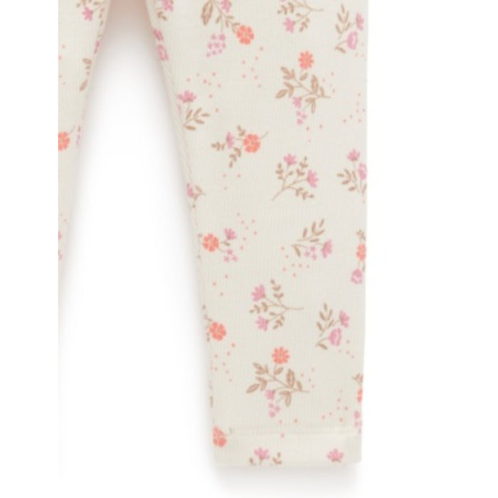 PureBaby - Cloud Daisy Print Ribbed Leggings