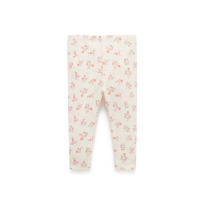 PureBaby - Cloud Daisy Print Ribbed Leggings