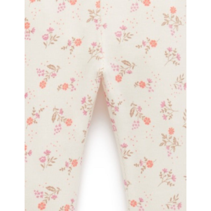 PureBaby - Cloud Daisy Print Ribbed Leggings