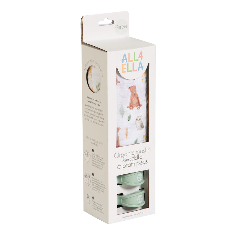 All4Ella - Swaddle & 2 pram peg gift set