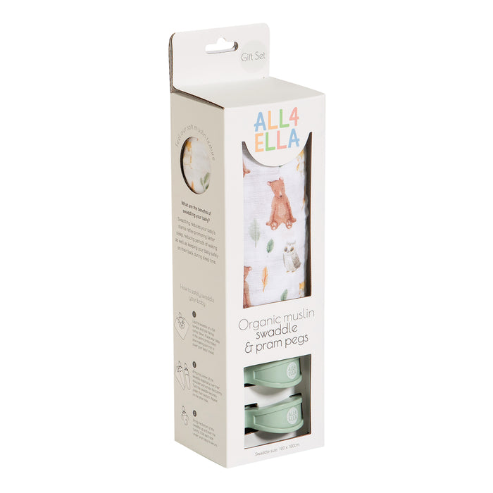 All4Ella - Swaddle & 2 pram peg gift set