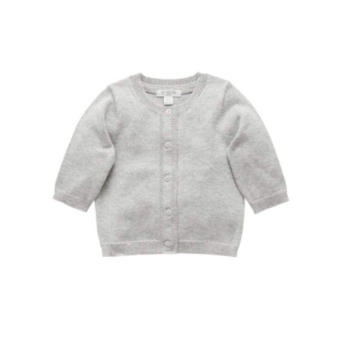 PureBaby - 100% Organic Cardigan - Grey Mélange