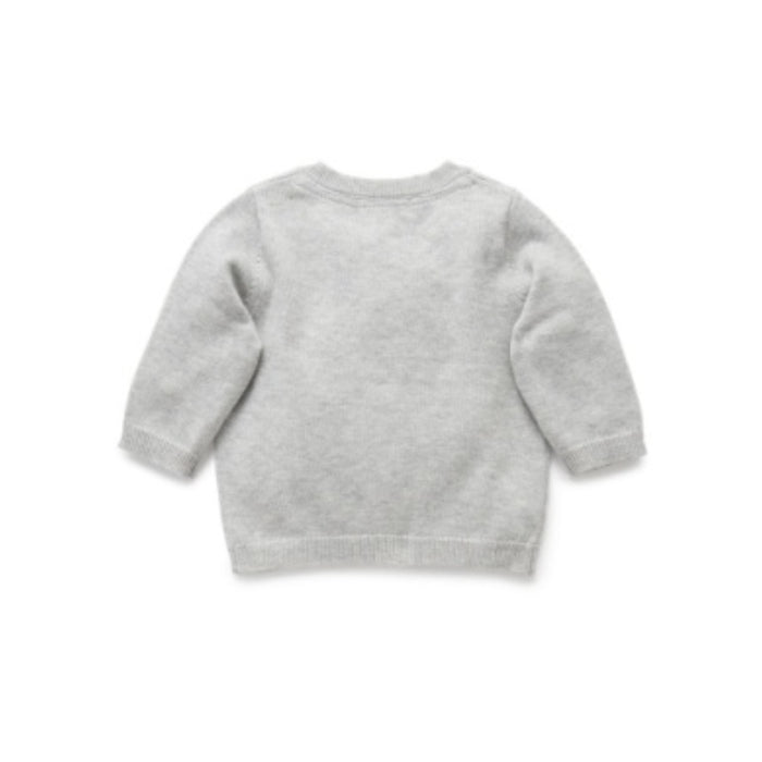 PureBaby - 100% Organic Cardigan - Grey Mélange