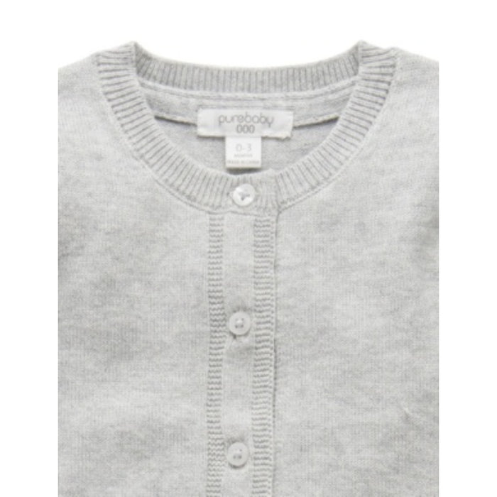 PureBaby - 100% Organic Cardigan - Grey Mélange