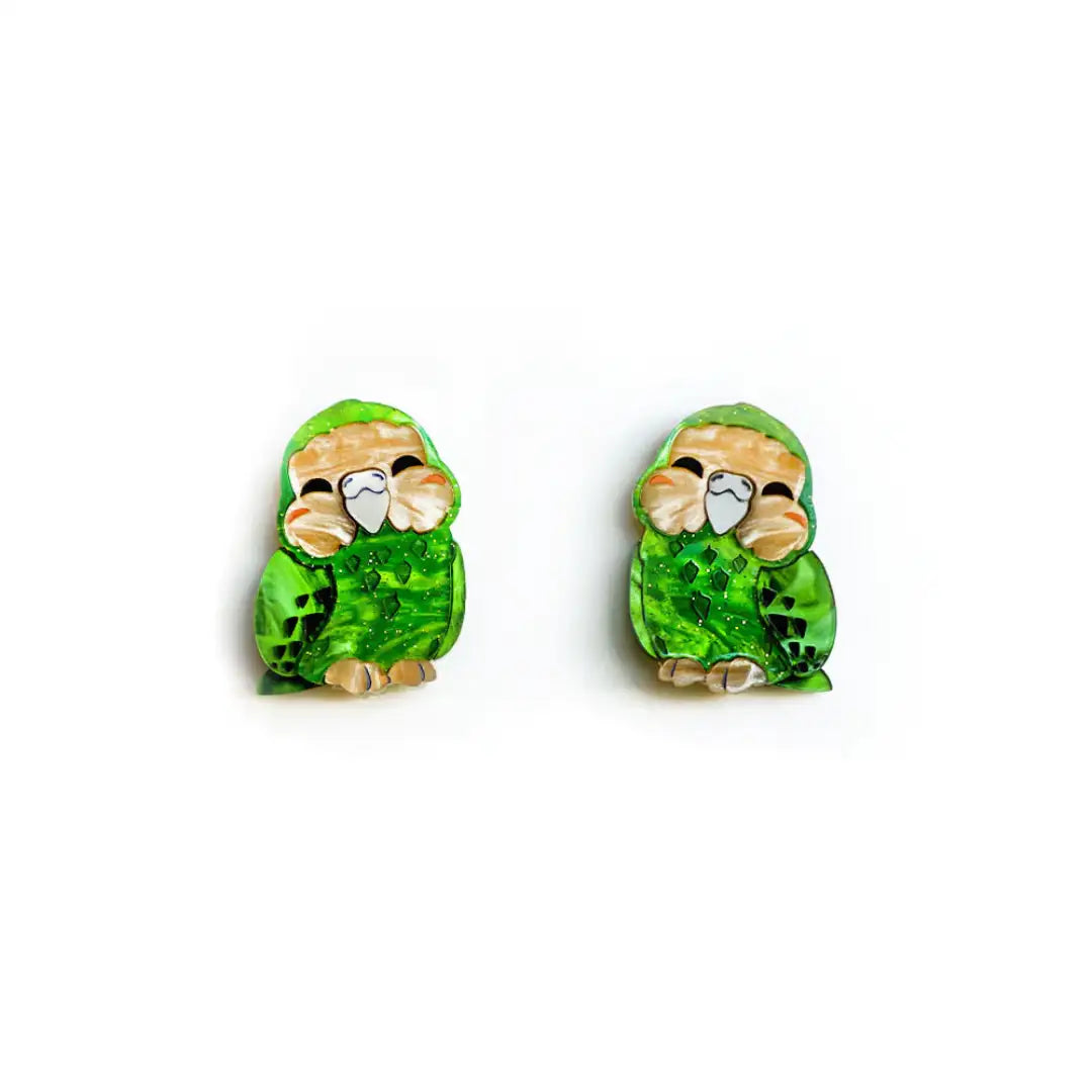 Kākāpō Stud Earrings New Zealand Birds — B Eco Family