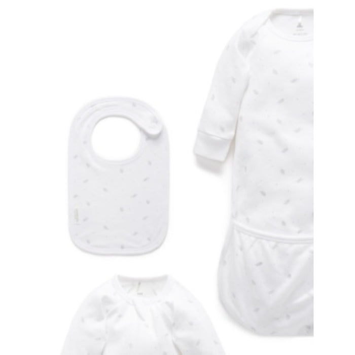 Purebaby Essentials Newborn Hospital Pack - pale grey leaf with spots