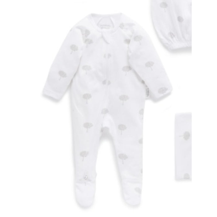 Purebaby Essentials Newborn Hospital Pack - pale grey tree