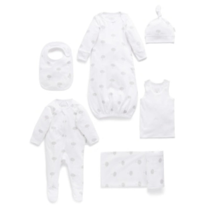 Purebaby Essentials Newborn Hospital Pack - pale grey tree