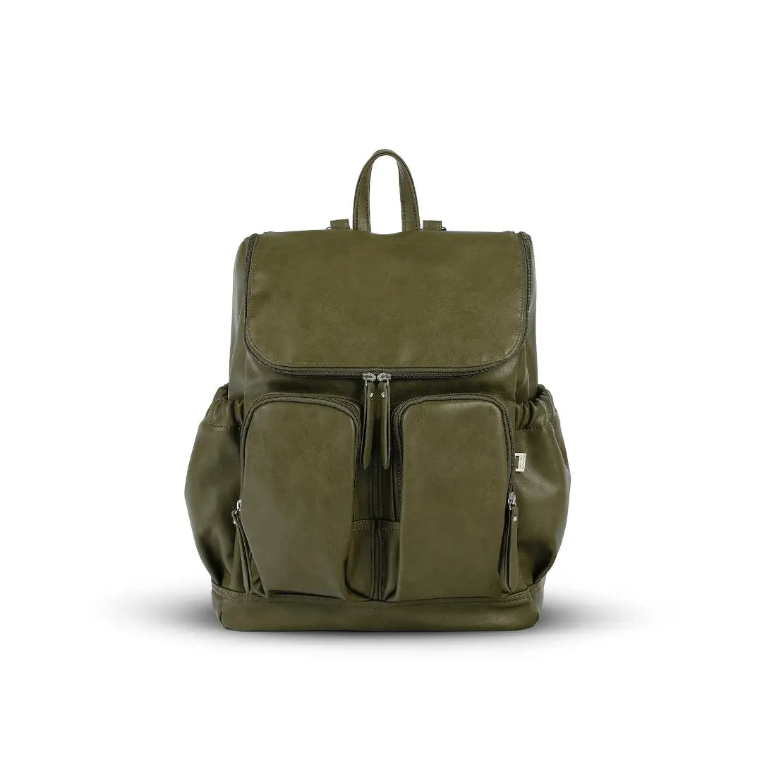 OiOi Faux Leather Nappy Backpack - Olive