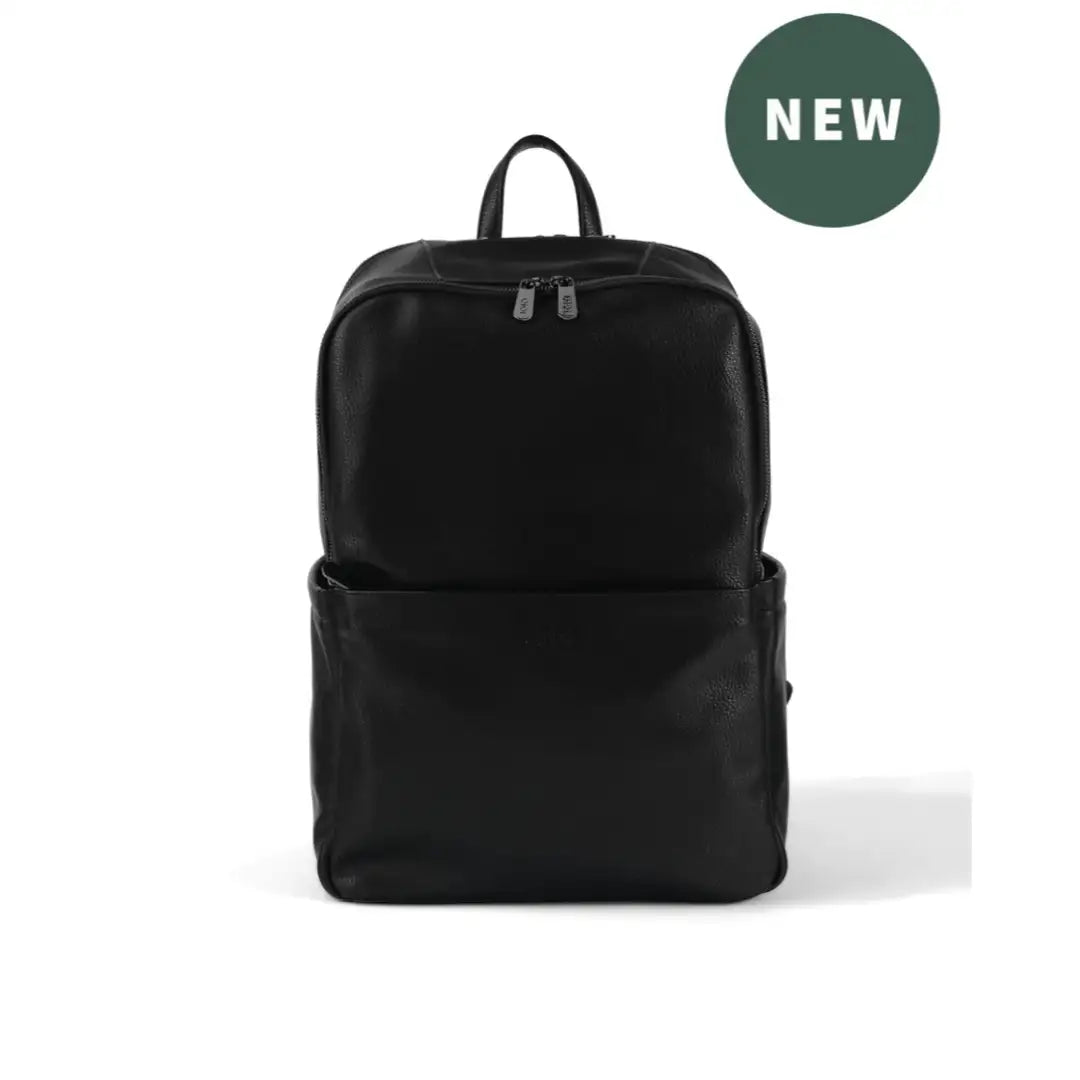 OiOi Faux Leather Nappy Backpack Multitasker - Black